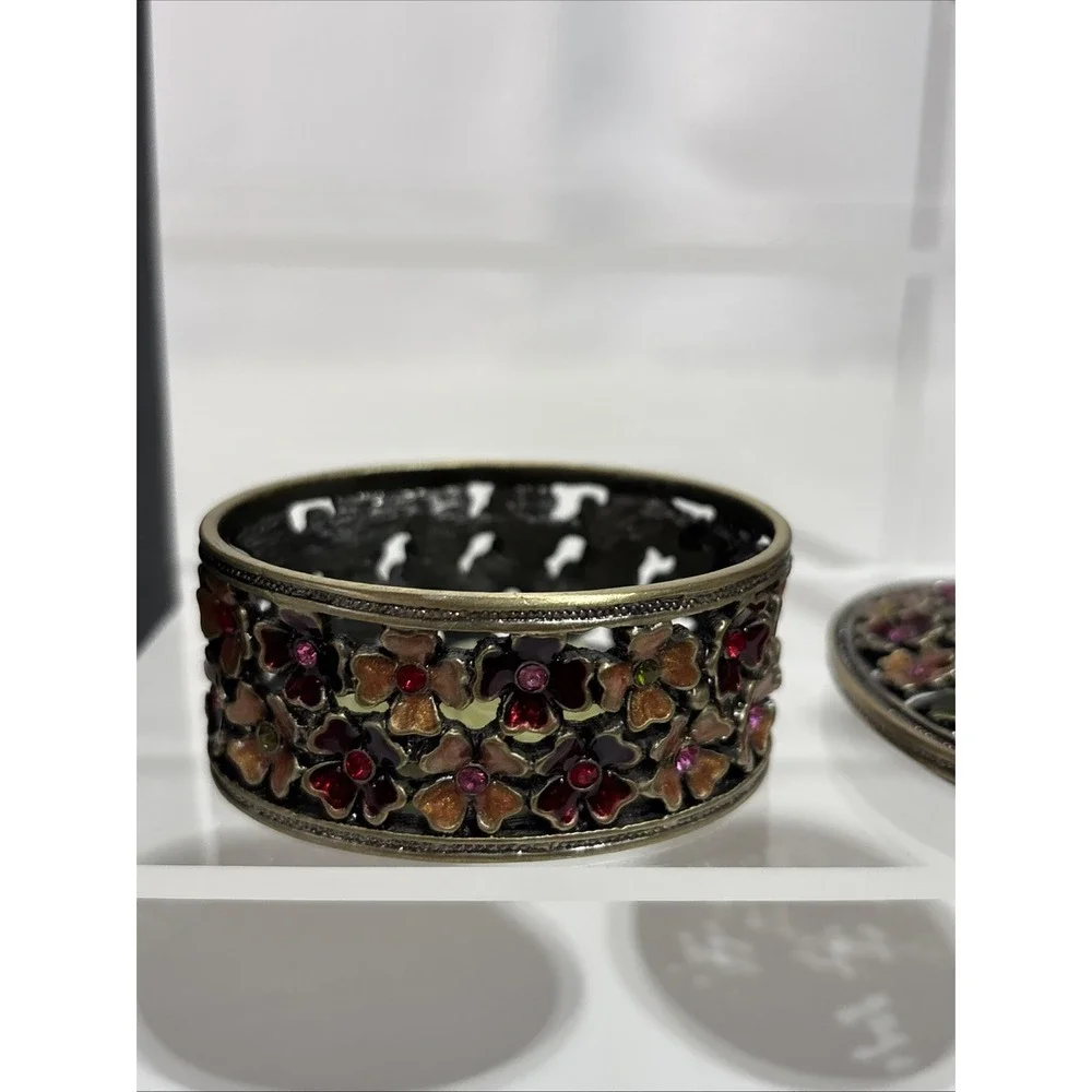 Folio Home Genuine Austrian Crystal‎ Filigree Flower Pill Box New In Box